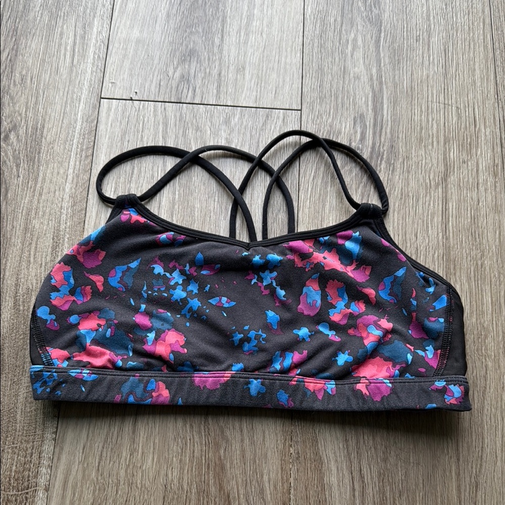 Lululemon Sports Bra, Size 8, Black w/Floral Print